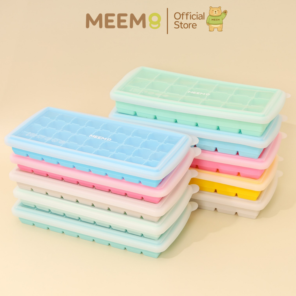 MEEM บล็อคซิลิโคน สำหรับแช่แข็งเก็บอาหารเด็ก บล็อคทำน้ำแข็ง พร้อมฝาปิด มี 2 รุ่น 21 ช่อง และ 36 ช่อง