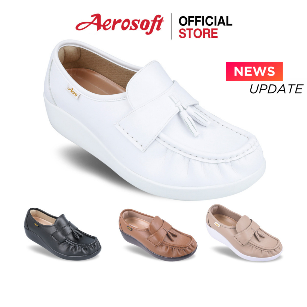 Aerosoft (แอโร่ซอฟ) รองเท้าคัทชูผู้หญิง พยาบาลเพื่อสุขภาพ รองเท้าคัทชูสีดำ รุ่น NW9091