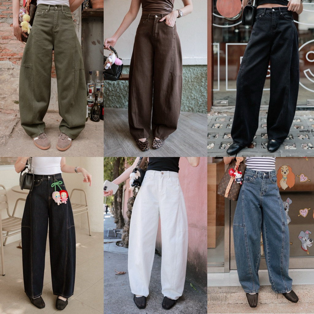 (พร้อมส่ง) กางเกงยีนส์เย็บดีไซน์เก๋ทรงกระบอกรุ่น 10381 TAG FSY 🇰🇷