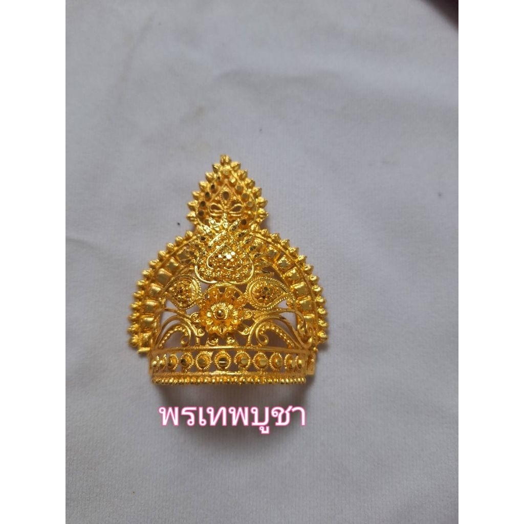 มงกุฎประดับองค์เทวรูป พระพิฆเนศพระแม่ลักษมี พระแม่กาลี พระแม่อุมา พระแม่ทุรคางานโลหะอินเดียสำหรับเทวรูปความสูง7-14นิ้ว