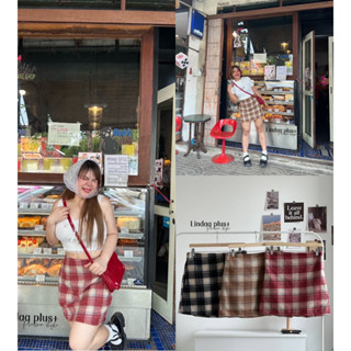 กระโปรงทรงเอสุดน่ารัก ลายสก็อต มีกระเป๋าข้าง กระโปรงไซส์ใหญ่…