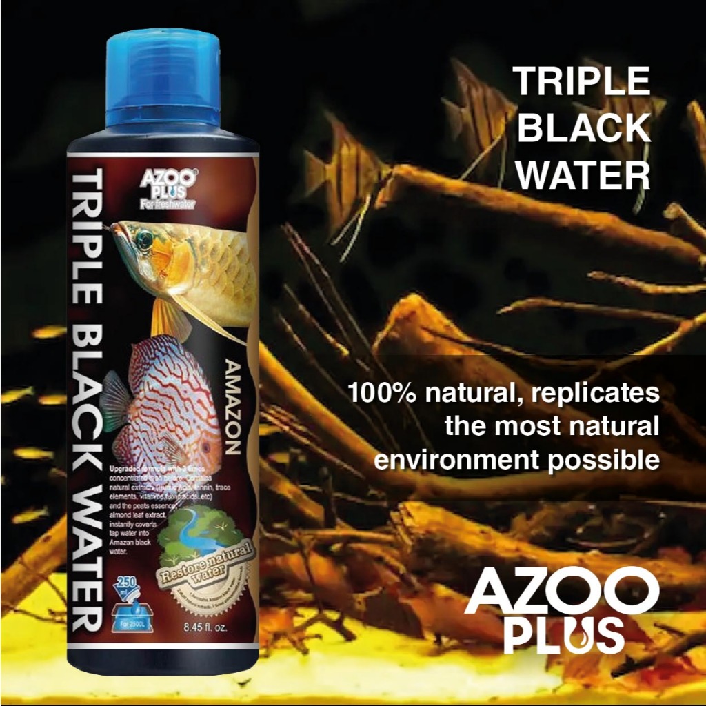 AZOO Triple Black Water น้ำยาปรับสภาพน้ำ สูตรกรดฮิวมิคเข้มข้น ปลาลุ่มแม่น้ำอเมซอน ทำให้น้ำใส ลดความเ