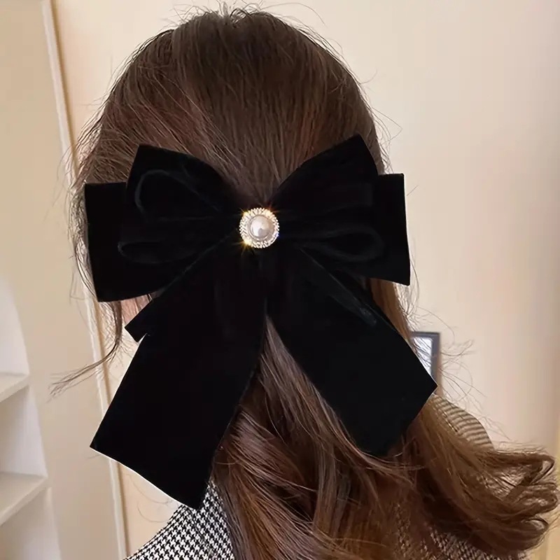Rubuyou กิ๊บติดผม ผ้ากํามะหยี่ ประดับโบว์ สีดํา ย้อนยุค เข้ากับทุกการแต่งกาย สําหรับผู้หญิง เครื่องประดับผมแฟชั่น-COD💖 - รูปที่ 4