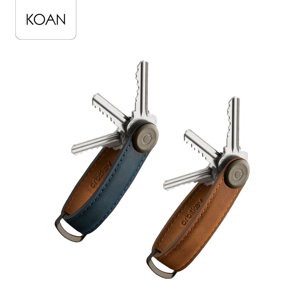 Orbitkey Crazy Horse Leather Key Organiser, Gun Metal พวงกุญแจ