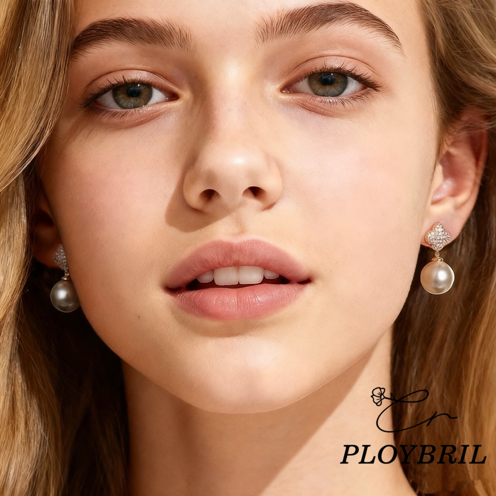PLOYBRIL E004 ต่างหูไข่มุก ดีไซน์หรู สไตล์เกาหลี ฝังเพชร CZ ประกายสวย ต่างหูผู้หญิง ใส่งานแต่ง ออกงาน แฟชั่นมินิมอล ราคา ถูกที่สุด ดีลบีเคเค แกลเลอรีภาพที่ 3