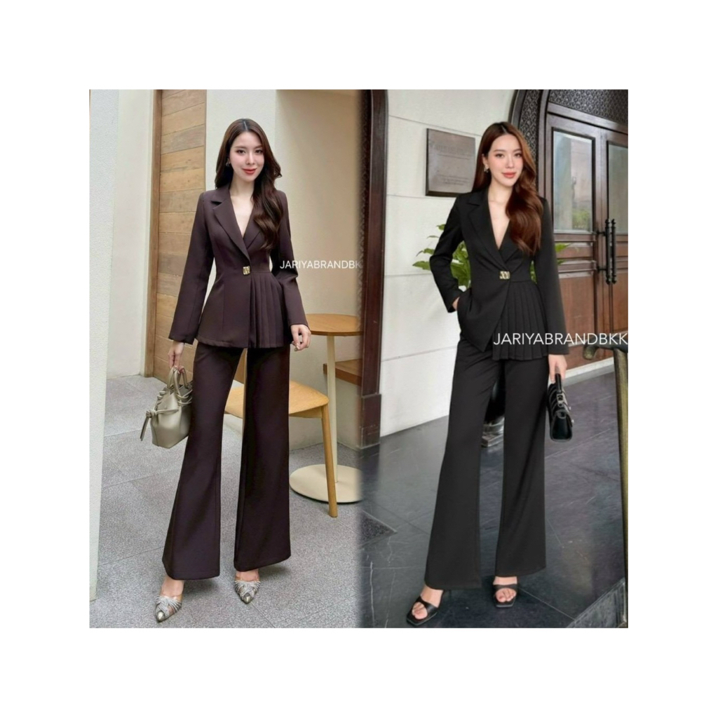 M11 งานป้าย Jariya Set ชุดเซ็ทเสื้อ+กางเกงขายาว สำหรับผู้หญิง เสื้อผ้าแฟชั่นผู้หญิง ไซส์ S-XL