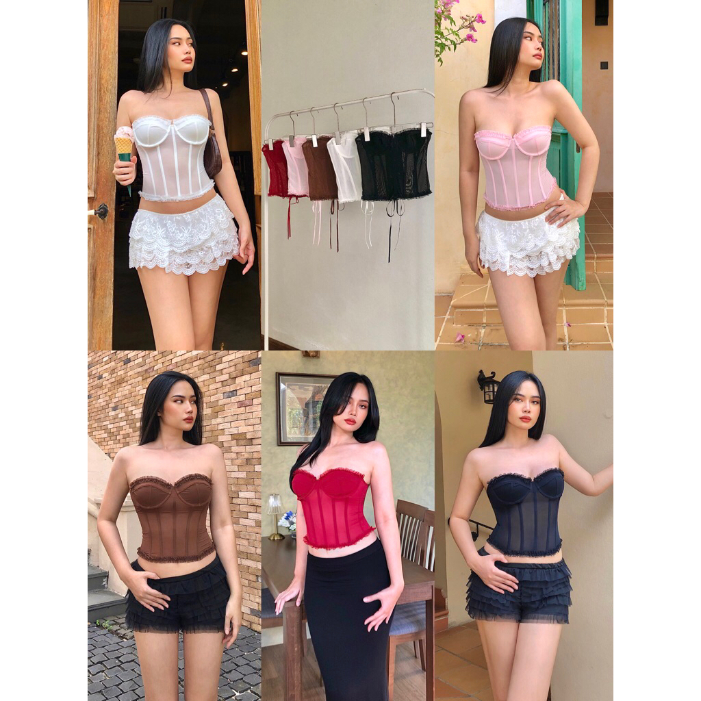 Bella corset คอร์เซ็ทซีทรู ดีเทลแต่งขอบลูกไม้