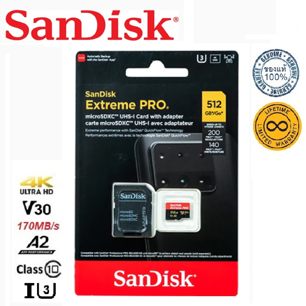 SanDisk 512GB Extreme PRO Micro SDXC R200/W140 (2025)