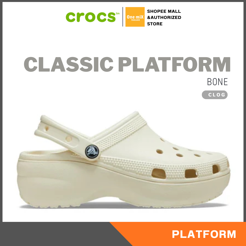 Crocs Woman Classic Platform Clog (Bone) สีครีม ฮิตสุด แรงสุด รองเท้า ครอคส์ ผู้หญิง พื้นหนา 206750-2Y2