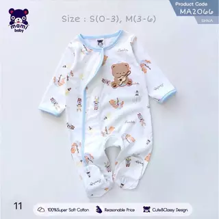 Mami baby ชุดรอมเปอร์คลุมเท้าแขนนยาว ผ้าดูด size 0-3M, 3-6M