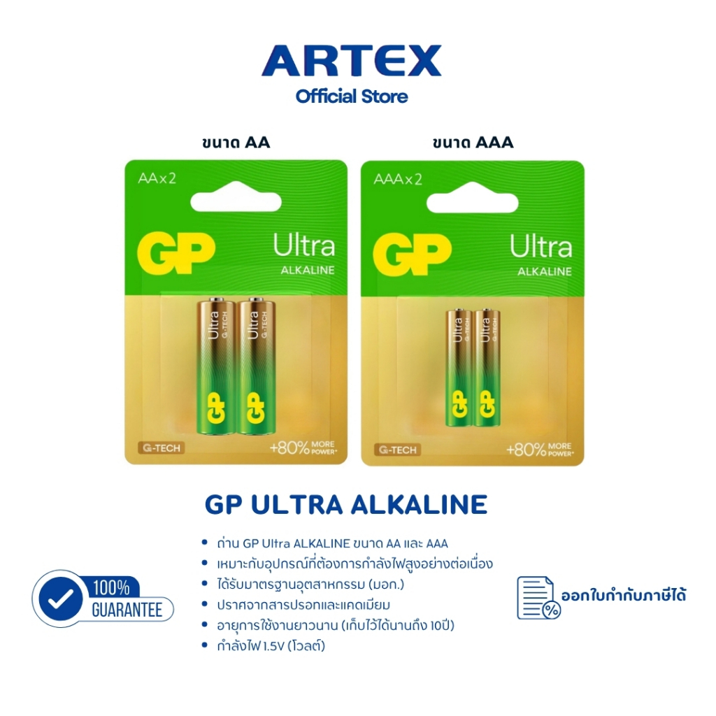GP Battery Ultra Alkaline AA ,AAA,AAAA – ถ่านอัลคาไลน์พลังแรง ถ่าน ทนทานยาวนาน ปราศจากสารปรอท