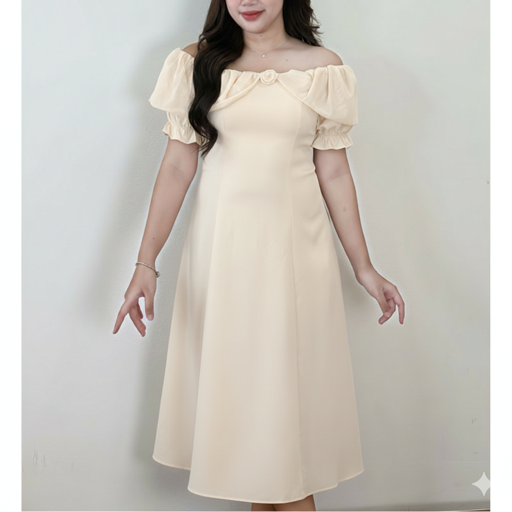 【S-5XL】 เดรสผู้หญิง เดรส สไตล์เกาหลี ชุดออกงาน หวานแบบผู้ดี ระบาย คลาสสิค เรียบหรู สำหรับสา่วพลัสไซส์