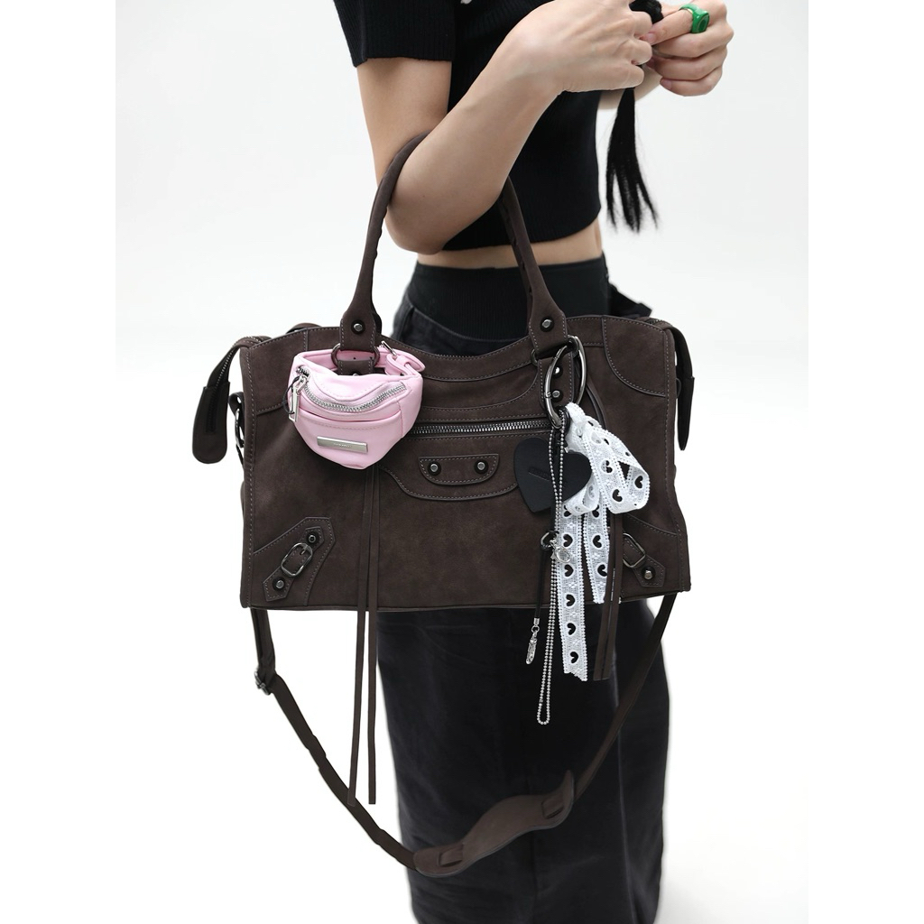 [สีดำพร้อมส่ง/Pre-order] JANDRESS - Paris Locomotive Bag กระเป๋าหนังเทียม ดีไซน์เท่ สินค้านำเข้าจากแบรนด์จีน