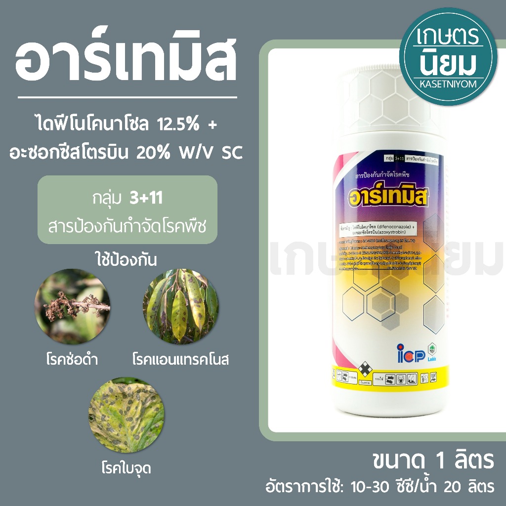 อาร์เทมิส *ฉลากใหม่* (ไดฟีโนโคนาโซล 12.5% + อะซอกซีสโตรบิน 20% W/V SC) 1 ลิตร