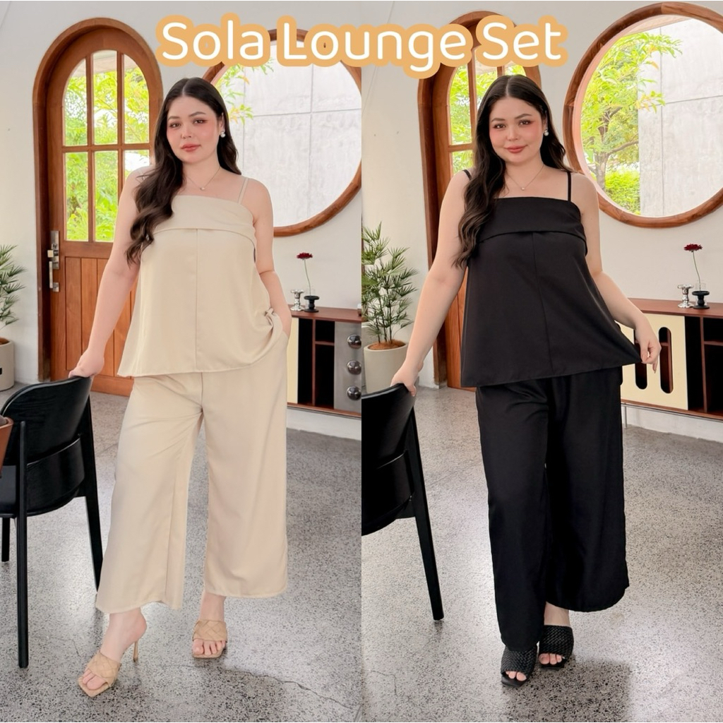 Lady M | Sola Lounge Set plussize ชุดเซ็ทเสื้อสายเดี่ยวและกางผ้าสแลค สำหรับสาวอวบ ใส่ทำงาน เที่ยวช้อปปิ้ง Everydaylook