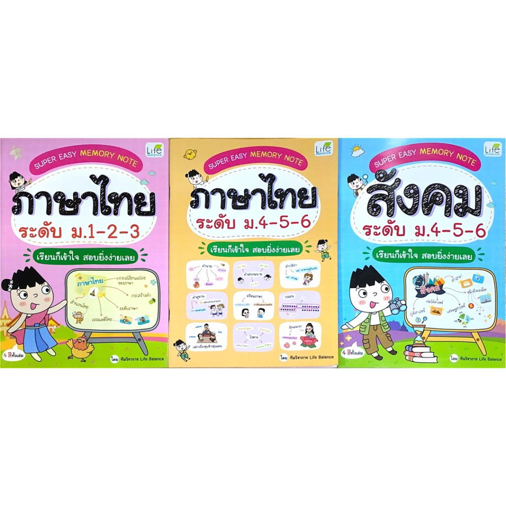 SUPER EASY MEMORY NOTE ภาษาไทย ระดับ ม.1-2-3 และสังคม ระดับ ม.4-5-6