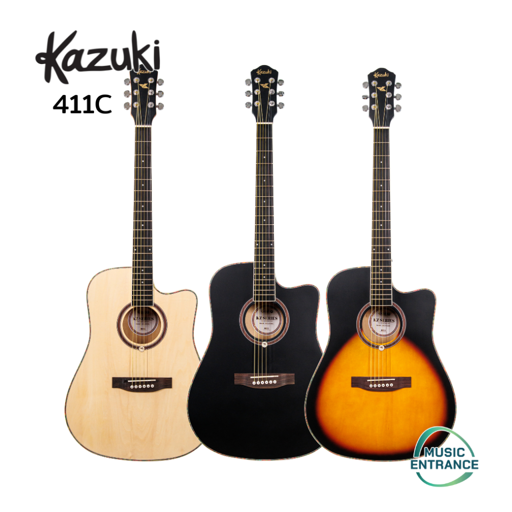 Kazuki 411C กีตาร์โปร่ง Acoustic Guitar Dreadnought Cutaway กีต้าร์โปร่ง 41 นิ้ว รุ่น 411C