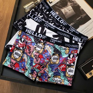 กางเกงในชายขนาดใหญ่ลายการ์ตูนสีสดใสเนื้อผ้าฝ้ายระบายอากาศด้า…