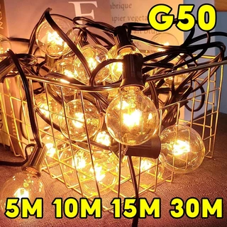 🎄จัดส่งฟรี🎄ไฟปิงปอง โซล่าเซลล์ ไฟตกแต่ง G40 20/50/100 LED ไฟปีใหม่ ไฟแต่งสวน ไฟกลางแจ้ง กันน้ำ ประหยัดไฟมาก ไฟคริสต์มาส