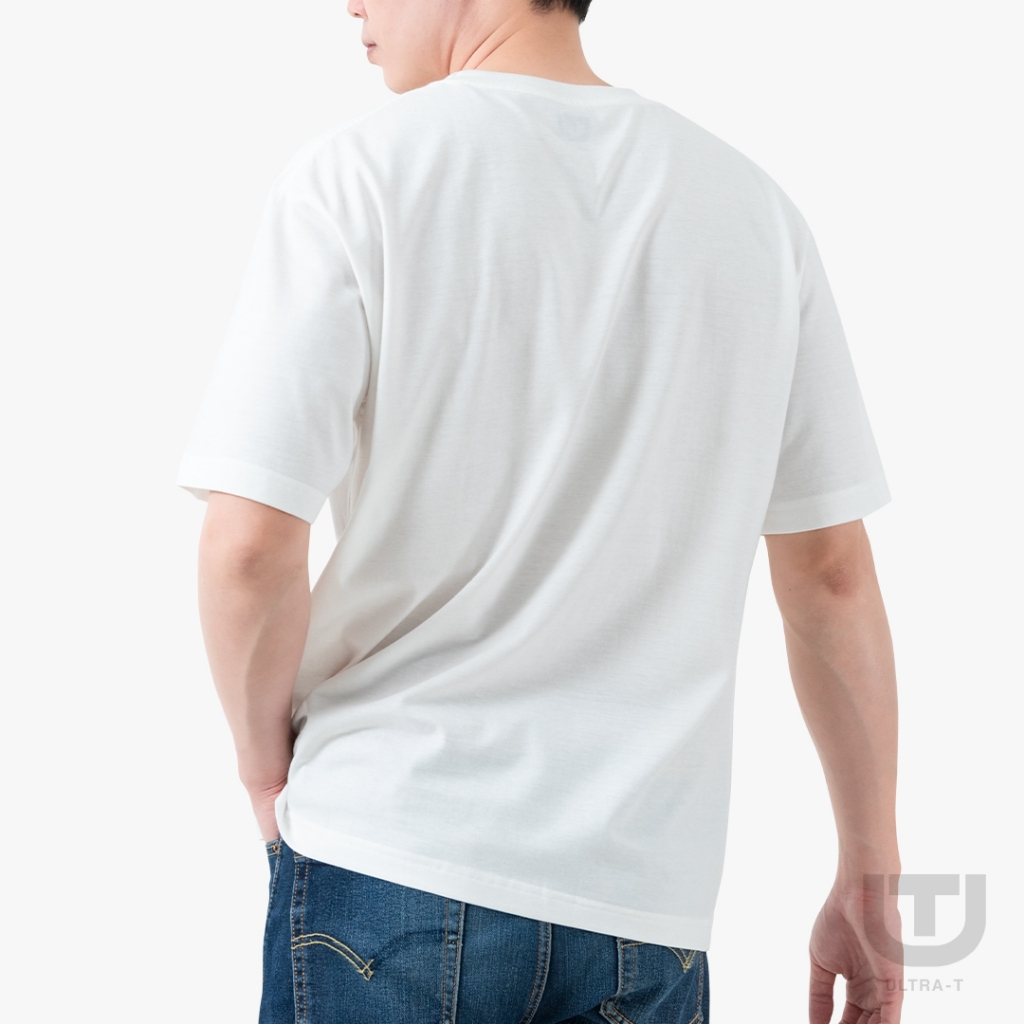 DOSH-UT MEN'S OVERSIZED BASIC T-SHIRTS เสื้อยืดคอกลมสีพื้น 2สี (ครีม-ขาว) UTMT5013 (S-2XL) - รูปที่ 4