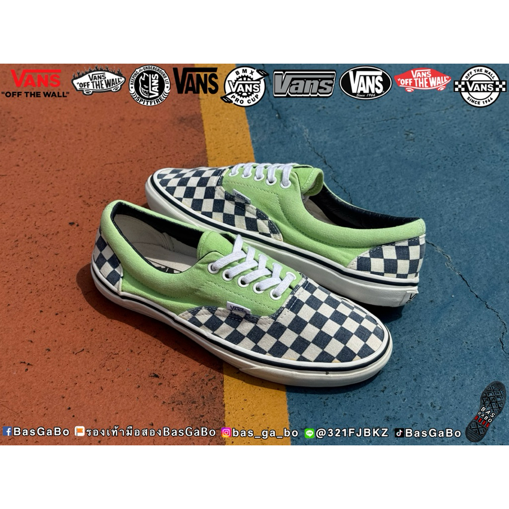 VANS ERA (VAN DOREN) CHECKER/GREEN (VN-0QFK7SI) รองเท้ามือสอง รับประกันแท้ รองเท้าVansมือสอง รองเท้า