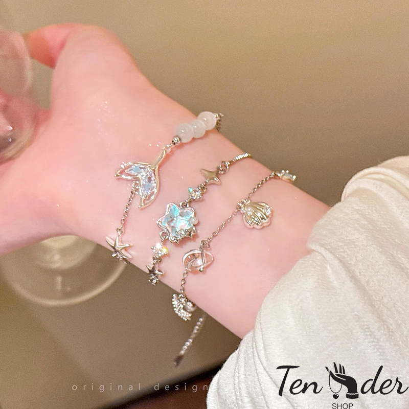 COD-ส่งเร็วจากไทย🎀สร้อยข้อมือ ปลาดาว รูปเปลือกหอย ประดับไข่มุก แฟชั่น หรูหรา หวาน ผู้หญิงที่ เครื่องประดับแฟช-Ten