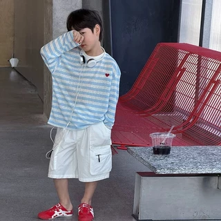 AY159 เสื้อเด็กลายทางหัวใจสุดคิ้วท์ เสื้อเด็กลายทางนุ่มใส่สบาย รุ่นหัวใจจิ๋ว เสื้อลายทางเด็กรุ่นยอดฮิต