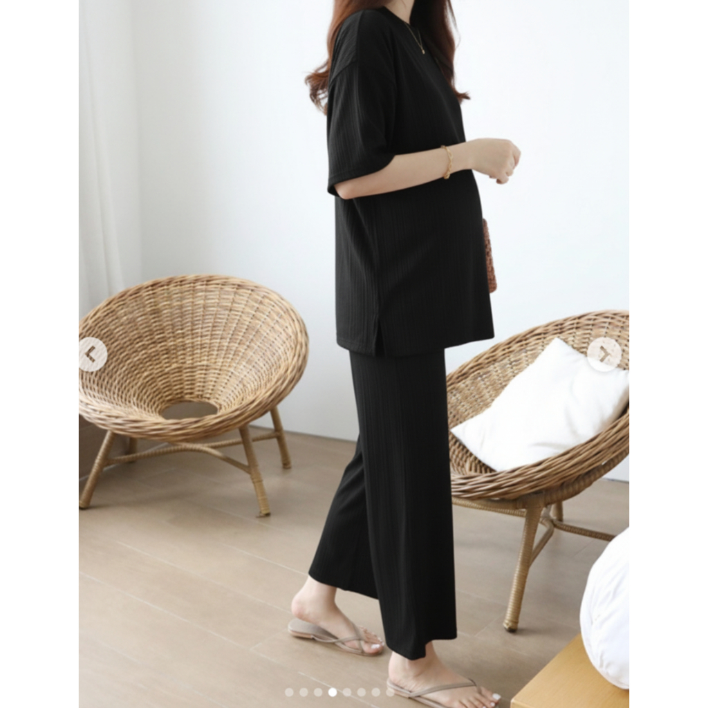 [พร้อมส่ง]🇰🇷Buying Office ชุดคลุมท้อง Piano Set (Top+Pants) ยืดหยุ่น ใส่สบาย กางเกงพยุงครรภ์ขายาว - รูปที่ 7