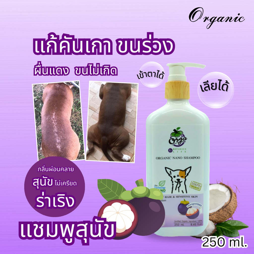 แชมพูแก้คันขนร่วงสุนัขแมว เชื้อราแบคทีเรียยีสต์ผื่นแดงสูตรมังคุด250ml.