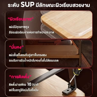 BMZAR ชั้นวางจอคอม วอลนัท/สีดำ/ไม้ ที่วางจอคอม ชั้นวางของ พร้อมที่เก็บคีย์บอร์ด จัดระเบียบเดสก์ท็อป