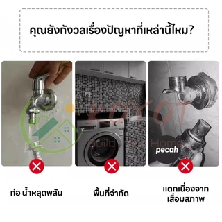 KOYOT ก๊อกน้ำเครื่องซักผ้ามินิ สแตนเลส 304 อัตโนมัติ พร้อมวาล์วหยุดน้ำและป้องกันการหลุด วาล์วมุม