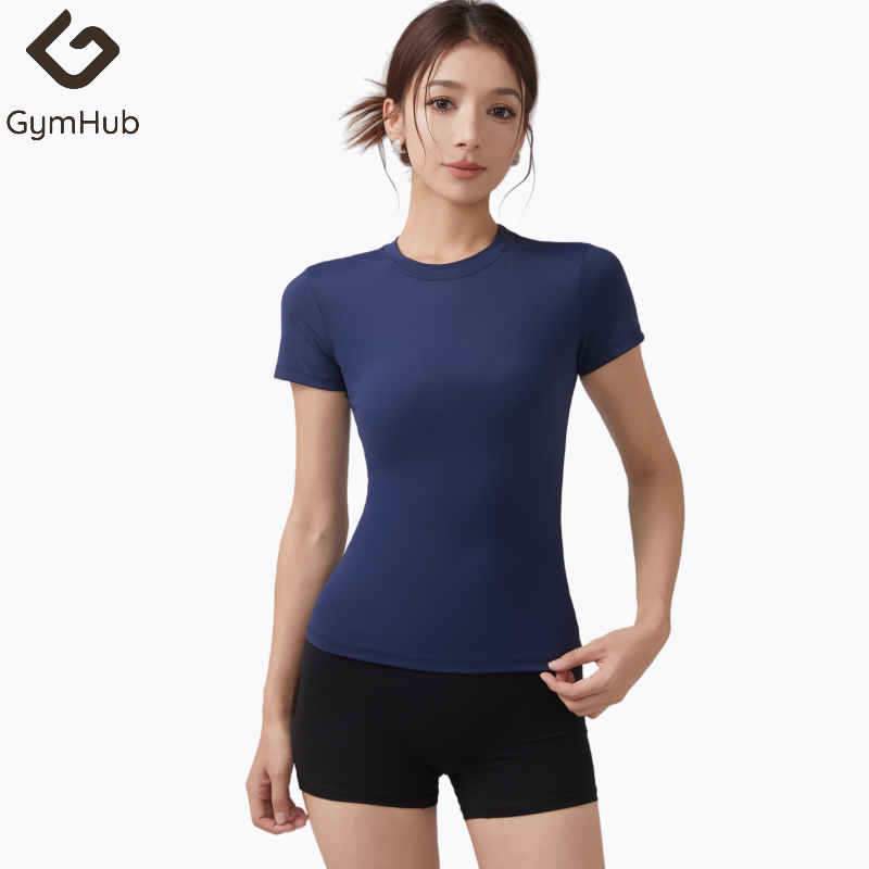GymHub เสื้อเทรนนิ่งสำหรับฝึกพิลาทีส แขนสั้นผ้าบาง ยืดง่ายแห้งเร็ว ใส่ดูเพรียว