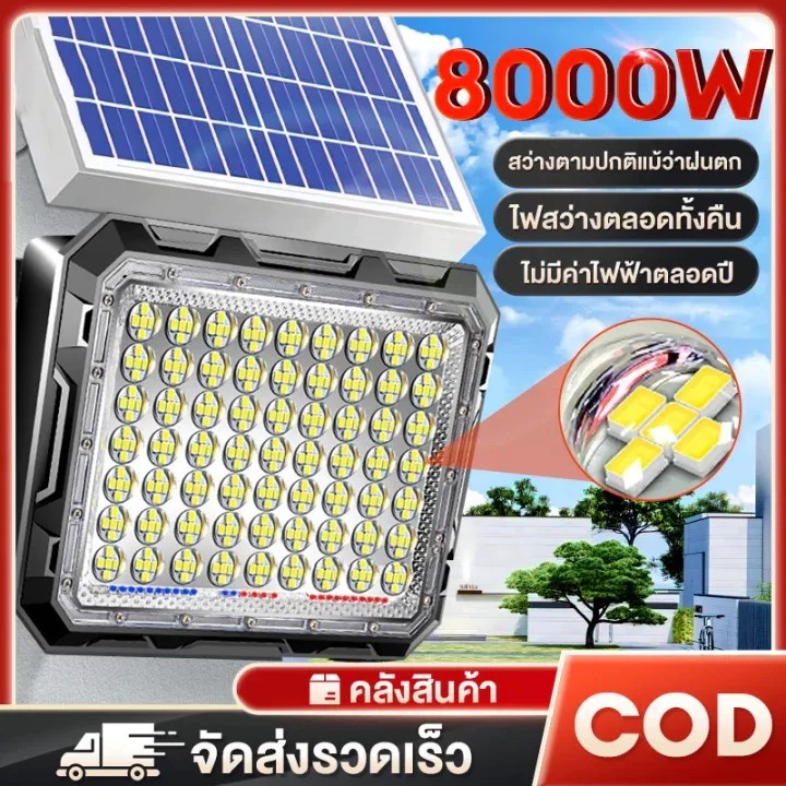 ซื้อ 1 แถม 1 ไฟโซล่าเซลล์ 70000W กันน้ำ ไฟถนน LED ชาร์จพลังงานแสงอาทิตย์ กันฟ้าผ่า