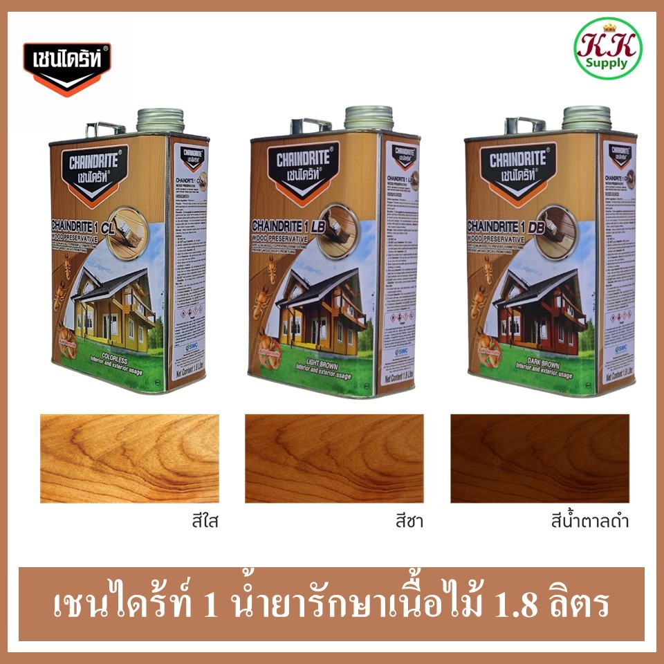 Chaindrite เชนไดร้ท์ 1 รักษาเนื้อไม้ ชนิดทา ป้องกัน ปลวก มอด เชื้อรา ขนาด 1.8 ลิตร