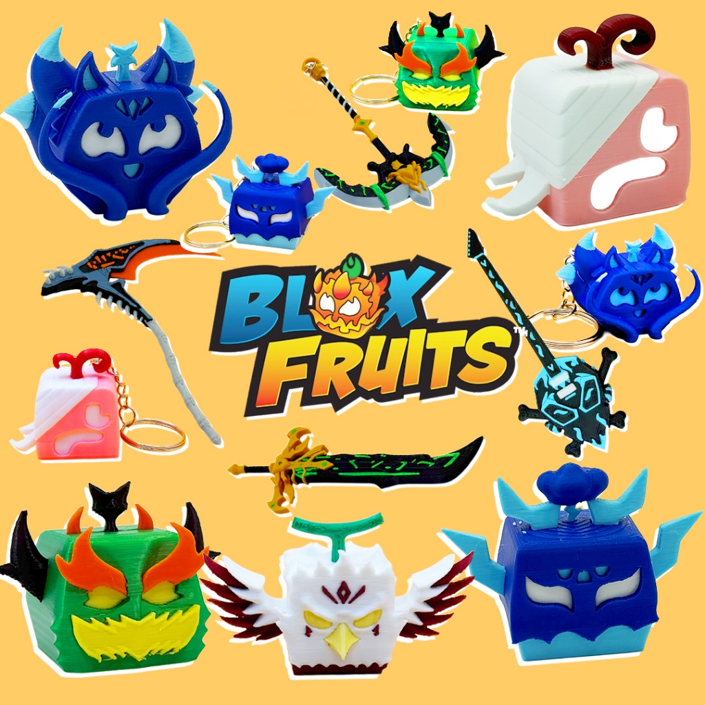 ของเล่น Roblox Blox Fruit, โมเดลพิมพ์ 3 มิติ, พวงกุญแจ, บล็อกฟรุต, ผลสายฟ้า,ดาบโยรุ, ดาบสมอเรือ, ผลคิสุเนะ พร้อมส่ง