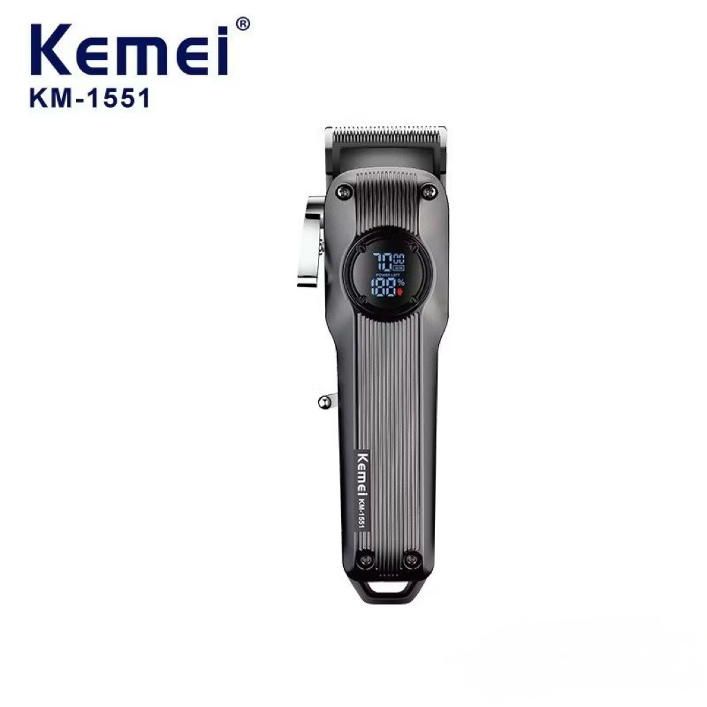 ปัตตาเลี่ยน Kemei km1551ปัตตาเลี่ยนมืออาชีพผมไร้สายสําหรับผู้ชาย - เครื่องตัดเสียงรบกวนต่ำพร้อมจอแสดงผล LED
