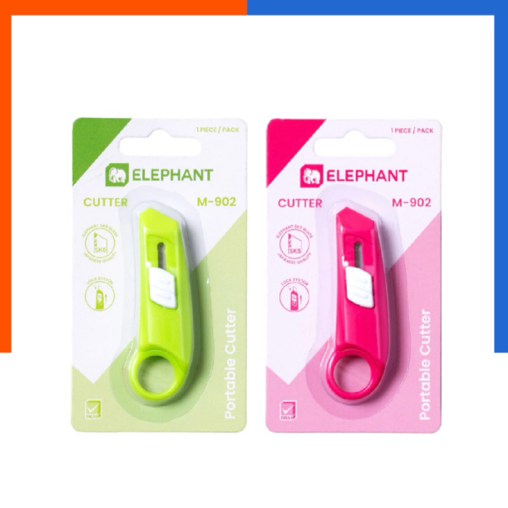 คัตเตอร์ รุ่น M-902 ใบมีดคม พกพา มีดคัตเตอร์ มินิ คละสี จำนวน 1 อัน Elephant มีดเหลาดินสอ มีด คัตเตอ US.Station
