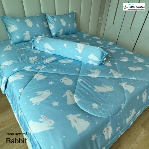 ชุดผ้าปูและผ้านวมเนื้อผ้า Bamboo 1000 เส้นด้าย ลาย Rabbit