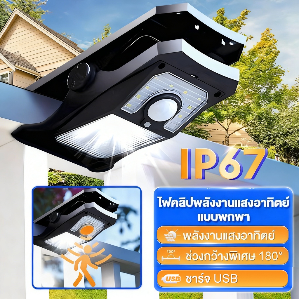 ไฟแคมป์ปิ้ง ไฟโซล่าเซลล์  300W LED โคมไฟสนาม โคมไฟพกพา โคมไฟฉุกเฉิน กันน้ำ ป้องกันฟ้าผ่า ไฟไร้สาย