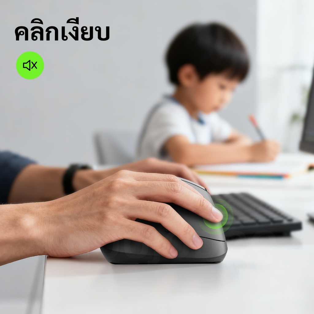GOOJODOQ เมาส์ไร้สาย Mouse หลักสรีรศาสตร์ บลูทูธ 2.4G โหมดคู่ การตั้งค่า DPI 5 ระดับ ปิดเสียง - รูปที่ 5