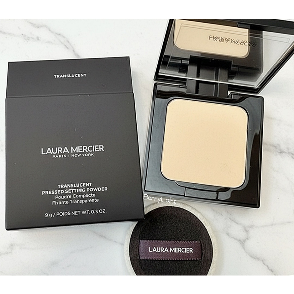 LAURA MERCIER Translucent Pressed Setting Powder 9 g. แป้งอัดแข็งไม่ผสมรองพื้น มาพร้อมพัฟในตลับ