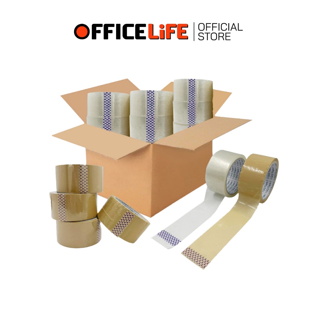 QQ Tape (คิวคิว) OPP เทปไร้เสียง ขนาด 2 นิ้ว x 45 / 100 หลา ( 72 , 60 ม้วน / ลัง )