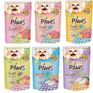 สูตรใหม่ อาหารแมว Cattie Paws Rich 1 ซอง 85 กรัม อาหารเปียก