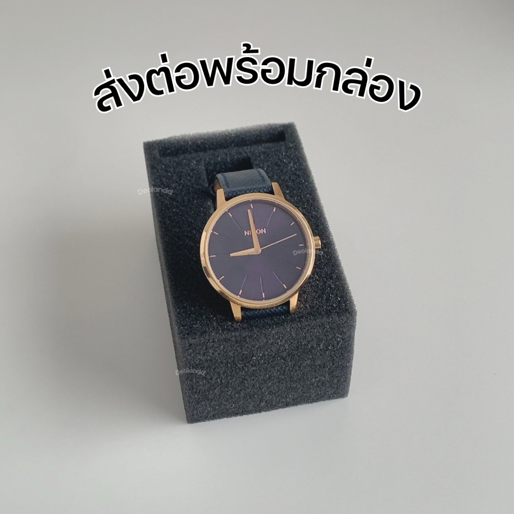 (ส่งต่อ ของแท้ พร้อมกล่อง) นาฬิกา Nixon Kensington Leather สี Navy / Rosegold