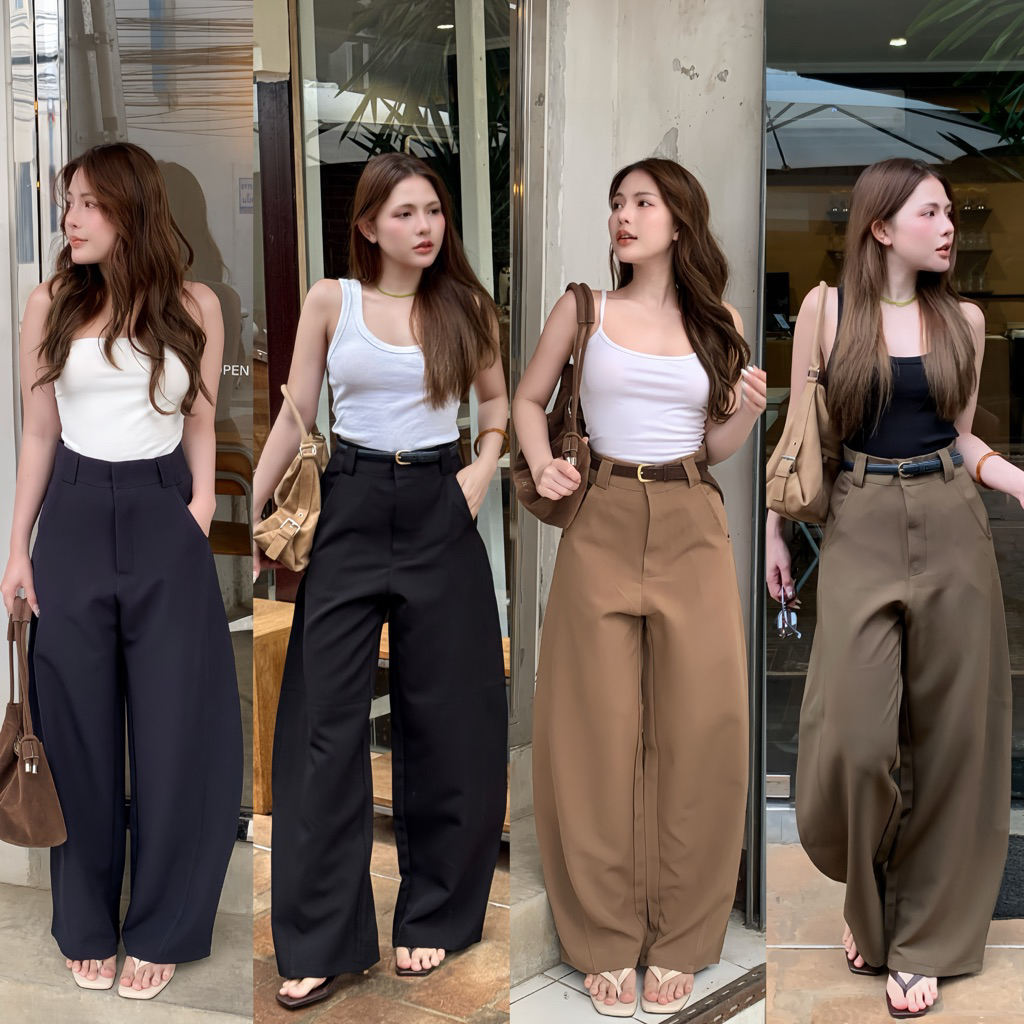 กางเกงทรงขาบอลลูน พรางหุ่น ใส่สวย ผ้าฟูกิ ผ้าไม่หนามาก ใส่แล้วอยู่ทรงสวย