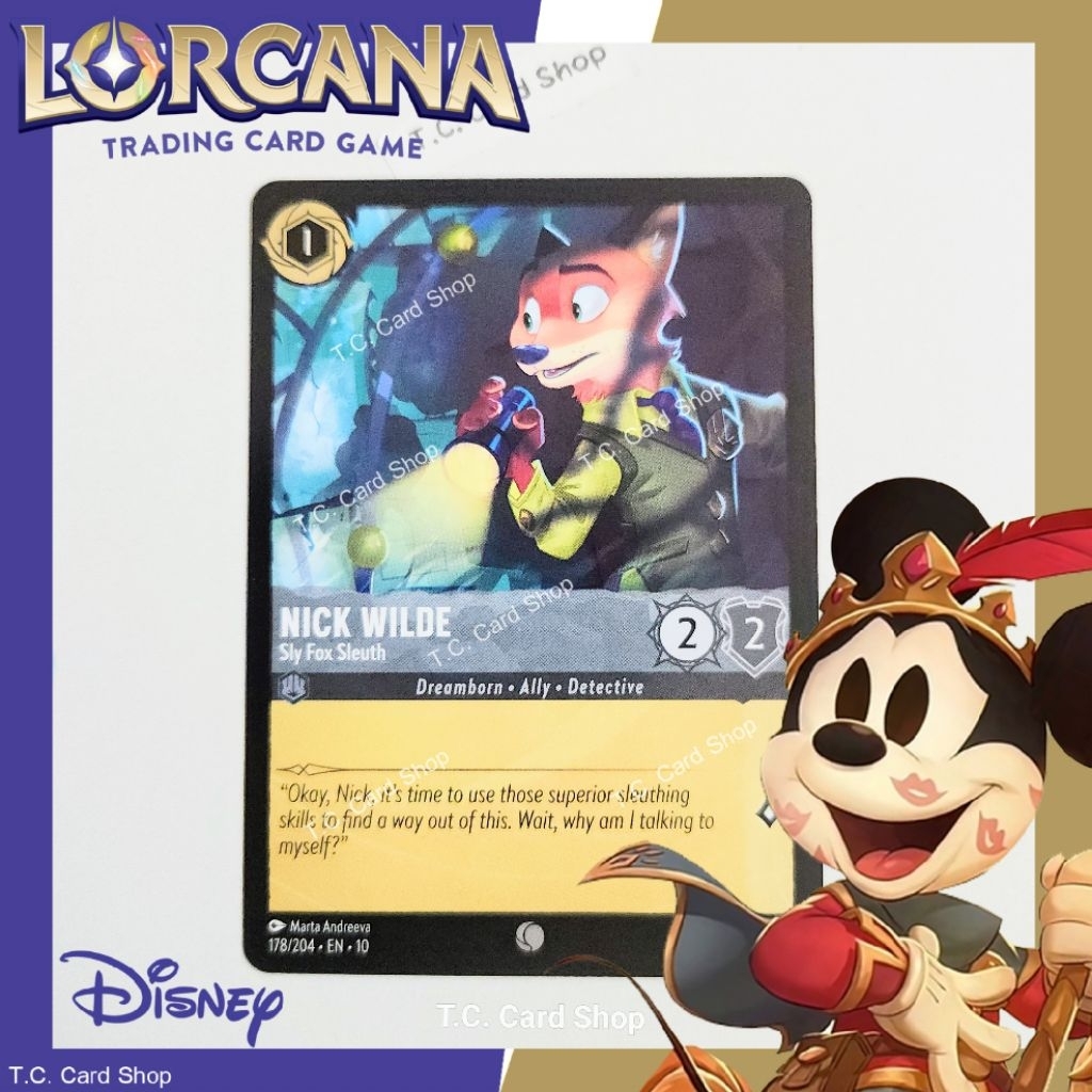 Nick Wilde - Sly Fox Sleuth EN10 178/204 C - Disney Lorcana (ดิสนีย์ ลอร์คาน่า) (Whispers in the Well)