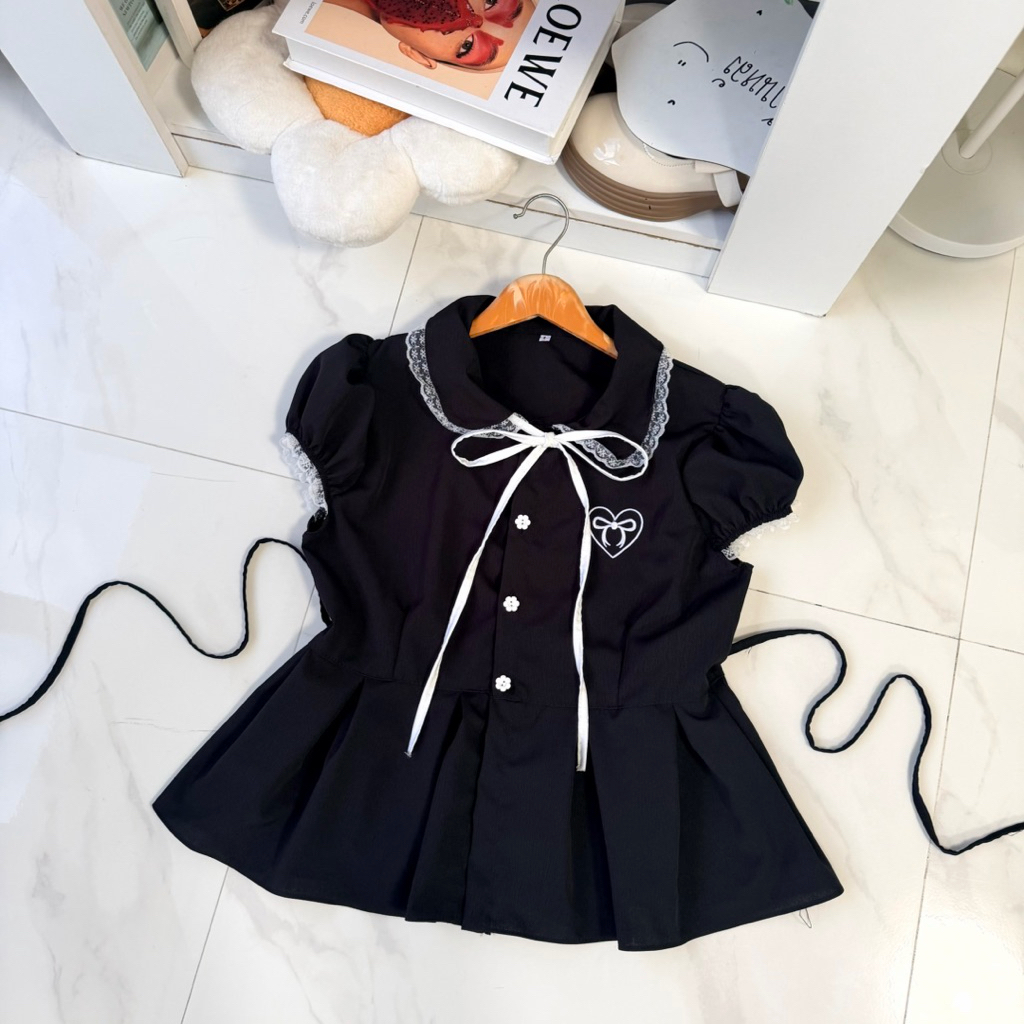 ( เสื้อ )คอปกปักหัวใจโบว์แขนตุ๊กตามี 2 size - รูปที่ 6