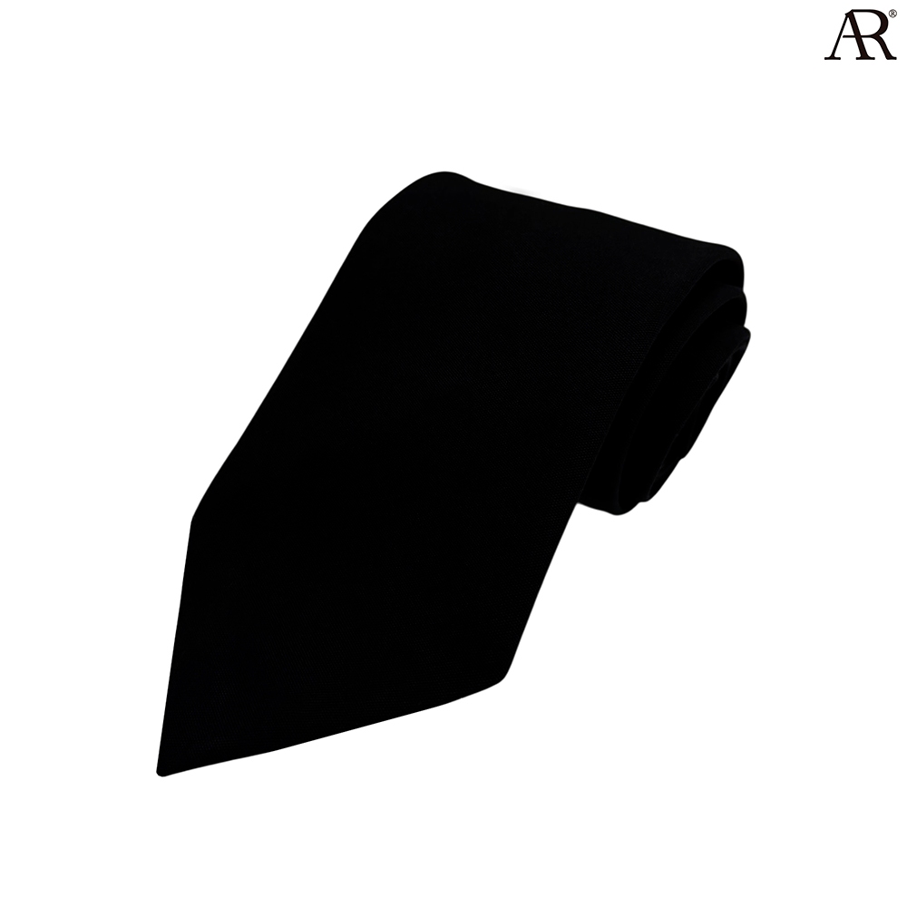 ANGELINO RUFOLO Necktie(NT299-ด้าน) เนคไทมหาวิทยาลัย ผ้าโพลีเอสเตอร์(แบบบาง) ดีไซน์ ลายพื้น สีดำด้าน