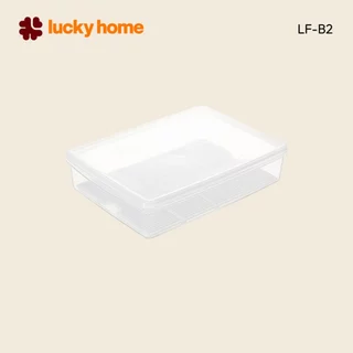 LUCKY HOME กล่องถนอมอาหารพลาสติกมีตะแกรง (กล่องแบน S) LF-B2 ขนาด(รวมฝา):26.5 x 37.6x 8.6 cm (6.5 L)