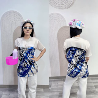 เสื้อผ้ายืด คอกลม แขนสั้น พิมพ์ลาย ผ้าถุง กระโจมอก พร้อมส่ง ไซส์ S-5XL ผ้ากีฬา ตลกๆ ฮาๆ ไม่ร้อน สงกรานต์ ตลกๆ ฮาๆ ปั่นๆ